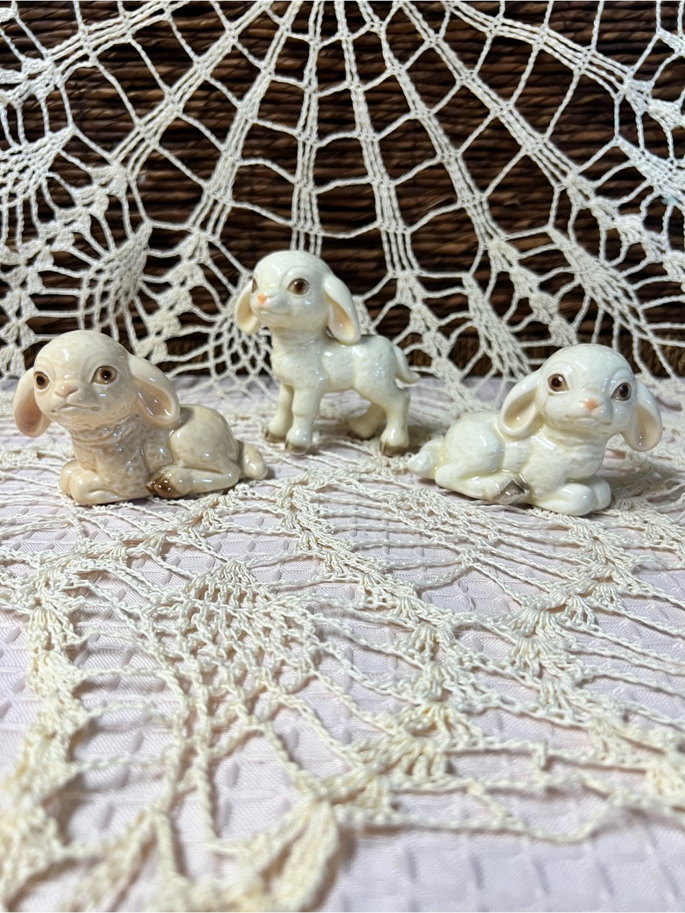 Goebel Vintage Set of Three Porcelain Lamb Figurines 1980’s